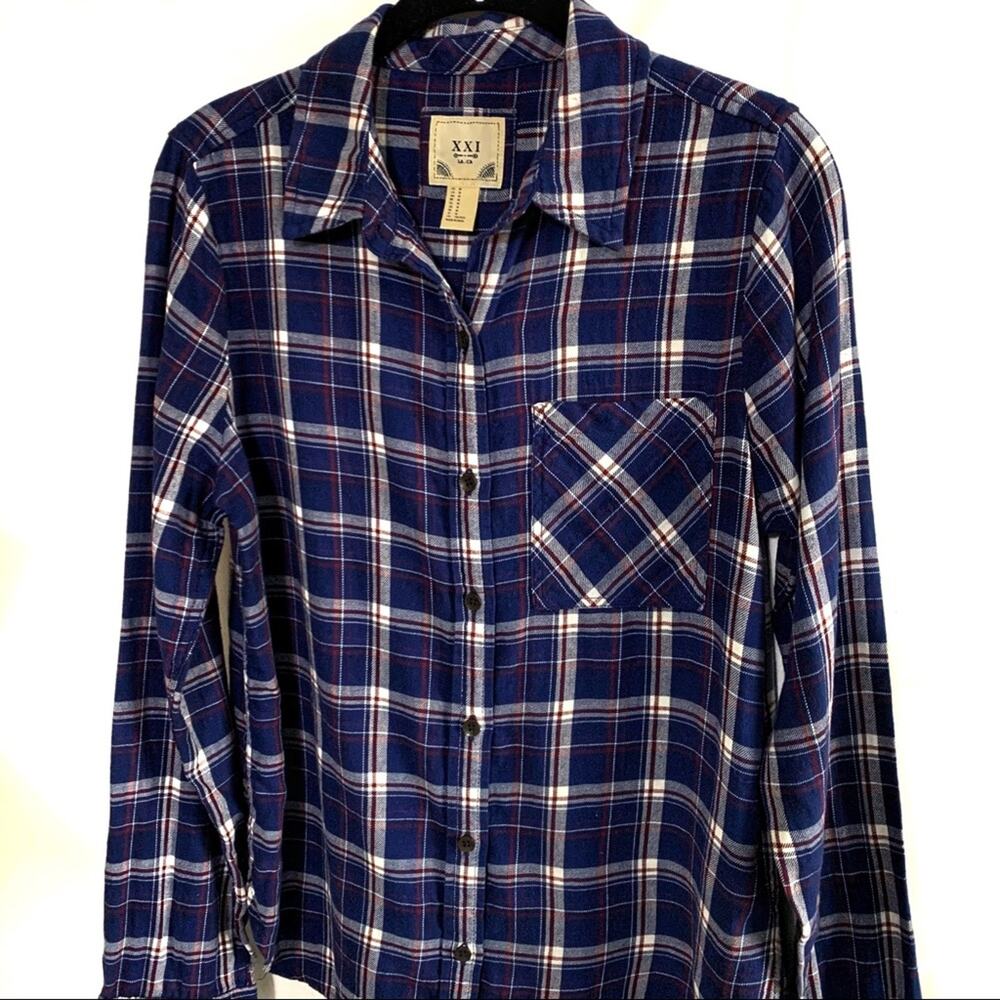 Forever 21 Country Plaid Flannel Button Down Shirt Cotton Medium - Picture 2 of 10